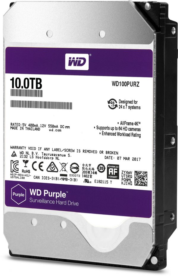 10,0TB WD Purple Surveillance SATA3/256MB/5400rpm