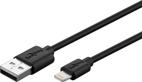 Oplaadkabel USB Lightning 0.5M Zwart Goobay