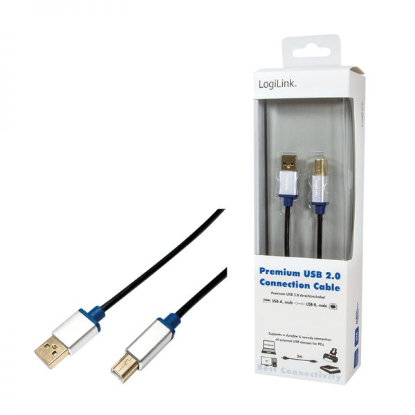 USB 2.0 A --> B 3.00m LogiLink Premium
