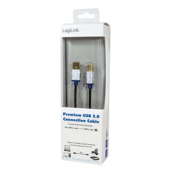 USB 2.0 A --> B 3.00m LogiLink Premium